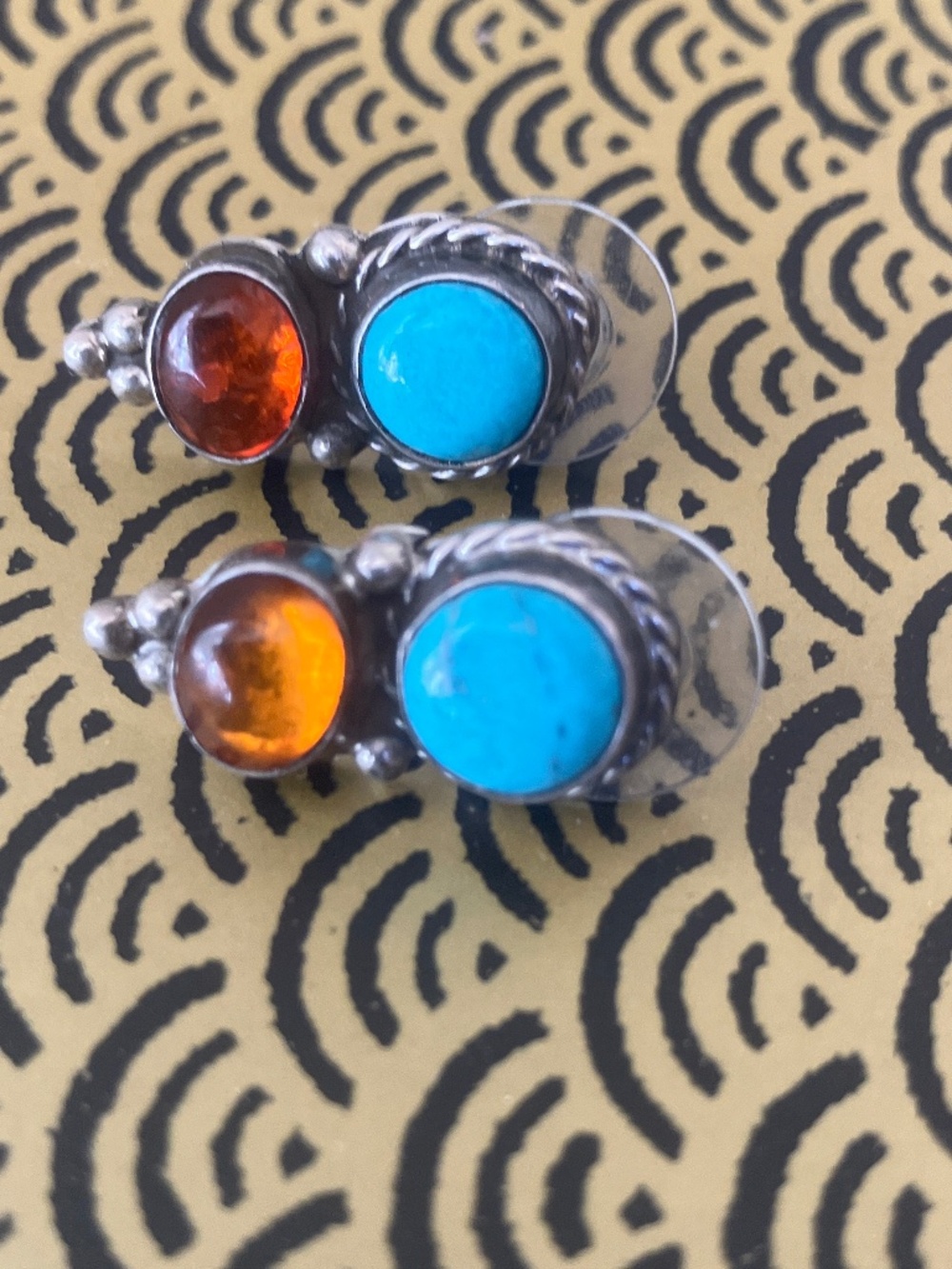 Amber turquoise earrings